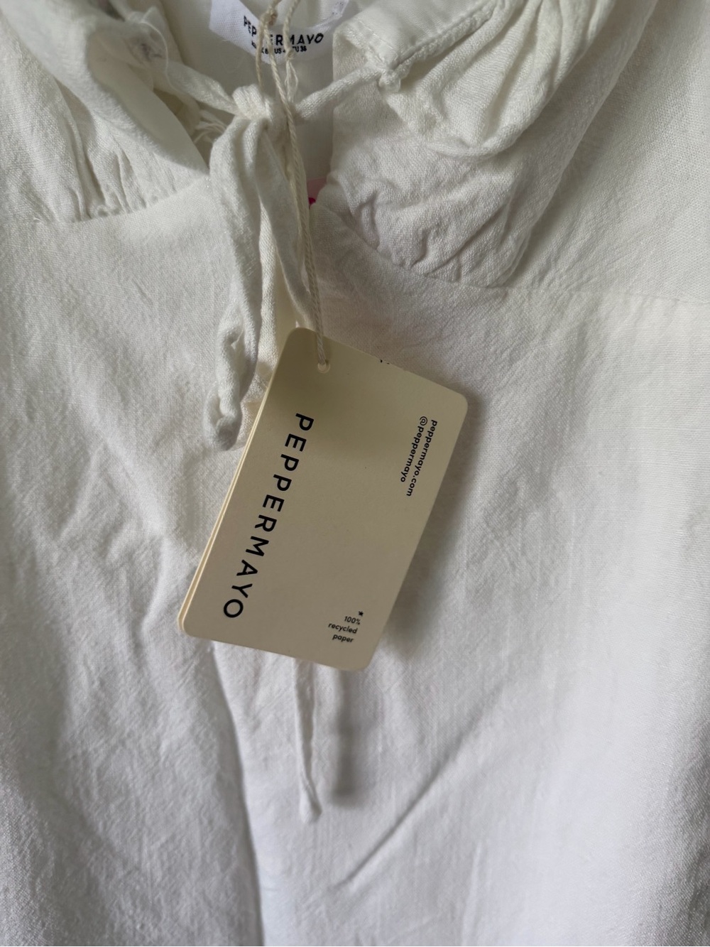 Peppermayo White Ruffle Tie-Front Mini Dress - Picture 4 of 5
